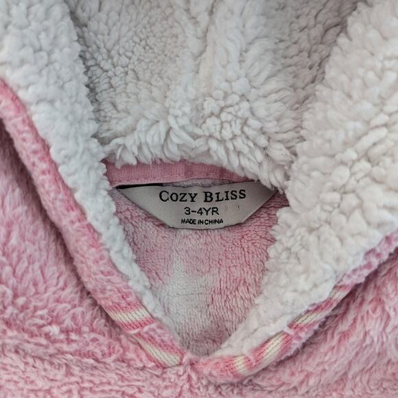 Girls Pink Stars Fleece Oversized Hoodie Blanket size 3-4 - Picture 4 of 4